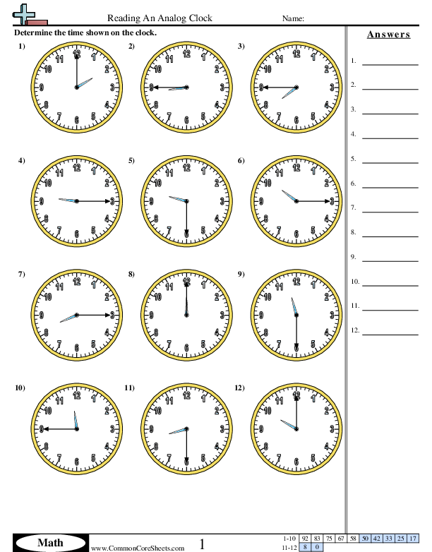 2.md.7 Worksheets - Creating Clocks (15 Minute Increments) worksheet